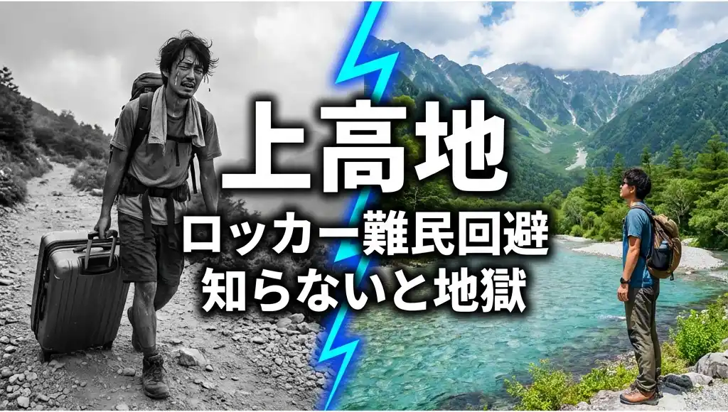 上高地ロッカー事情のイメージイラスト: 重い荷物はここでサヨナラ